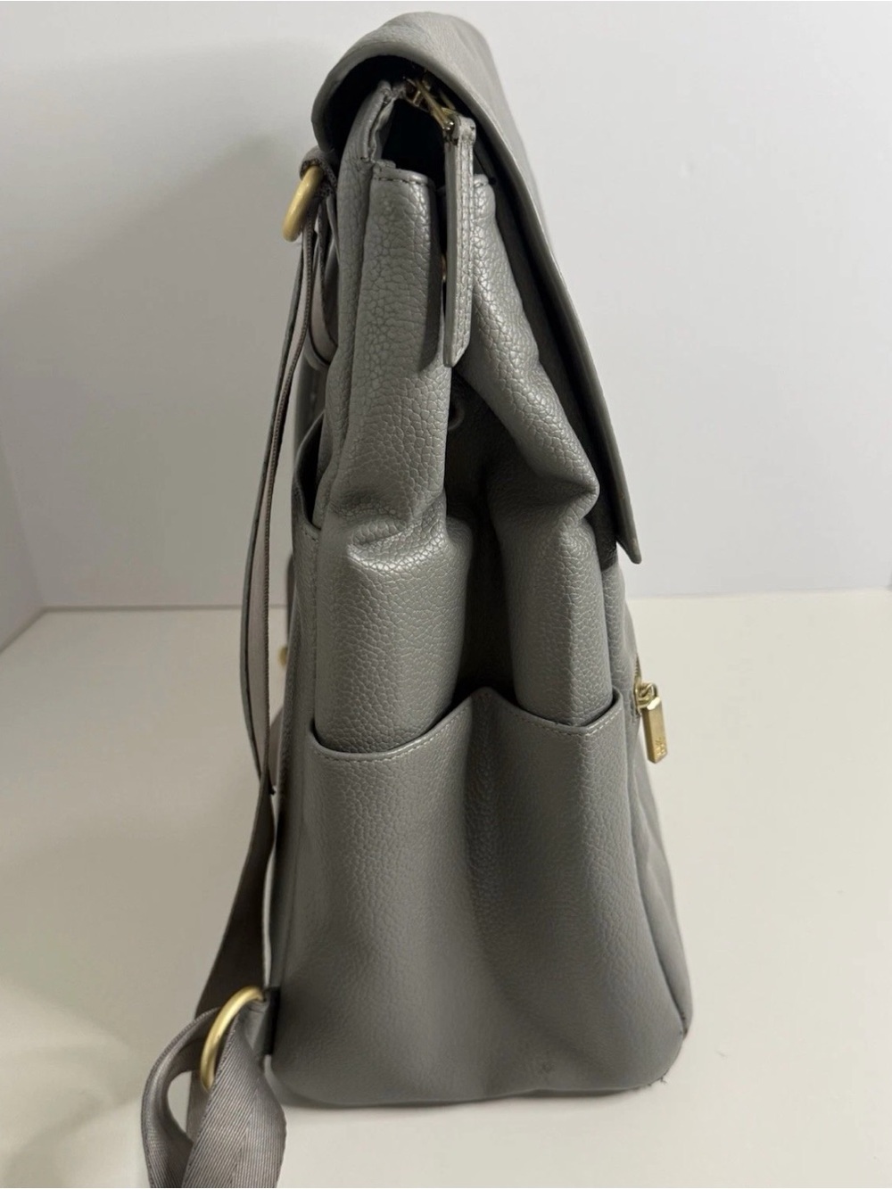 Freshly Picked Gray Leather Baby Backpack - Picture 4 of 12